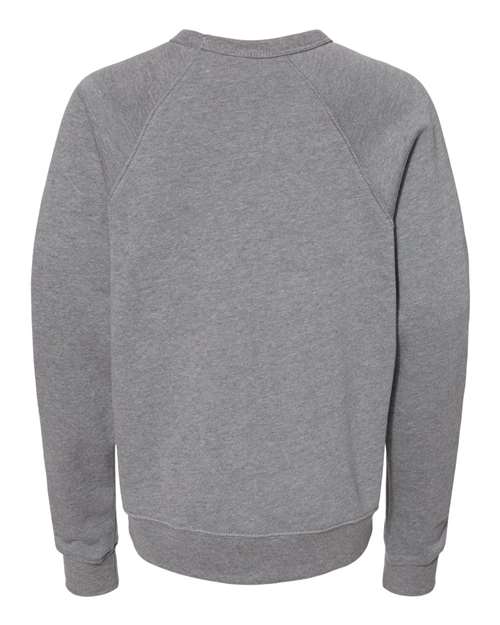 Bella + Canvas 3901Y Youth Sponge Fleece Raglan Sweatshirt #color_DEEP HEATHER