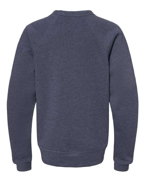 Bella + Canvas 3901Y Youth Sponge Fleece Raglan Sweatshirt #color_HEATHER NAVY