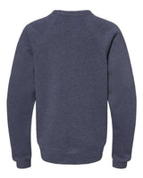 Bella + Canvas 3901Y Youth Sponge Fleece Raglan Sweatshirt #color_HEATHER NAVY