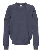 Bella + Canvas 3901Y Youth Sponge Fleece Raglan Sweatshirt #color_HEATHER NAVY