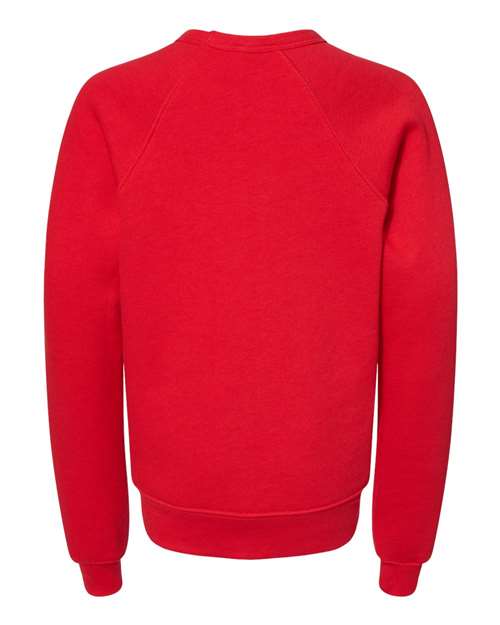 Bella + Canvas 3901Y Youth Sponge Fleece Raglan Sweatshirt #color_RED