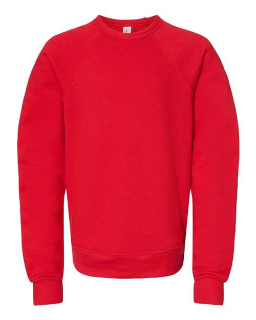 Bella + Canvas 3901Y Youth Sponge Fleece Raglan Sweatshirt #color_RED