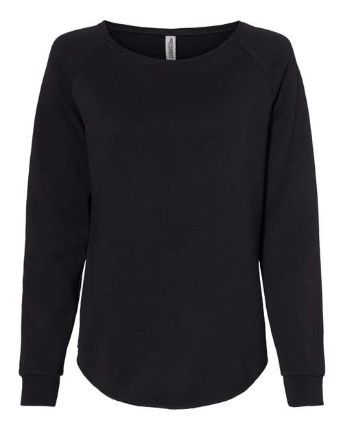 Independent Trading Co. PRM2000 Women's California Wave Wash Crewneck Sweatshirt #color_Black