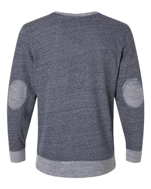 LAT 6965 Adult Harborside Melange French Terry Crewneck with Elbow Patches #color_NAVY MELANGE