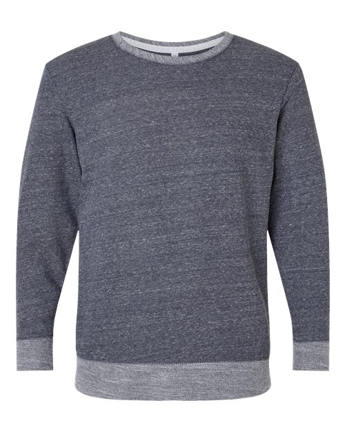 LAT 6965 Adult Harborside Melange French Terry Crewneck with Elbow Patches #color_NAVY MELANGE