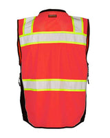Kishigo S5002-5003 Premium Black Series Surveyors Vest #color_Fluorescent Red (S5702)