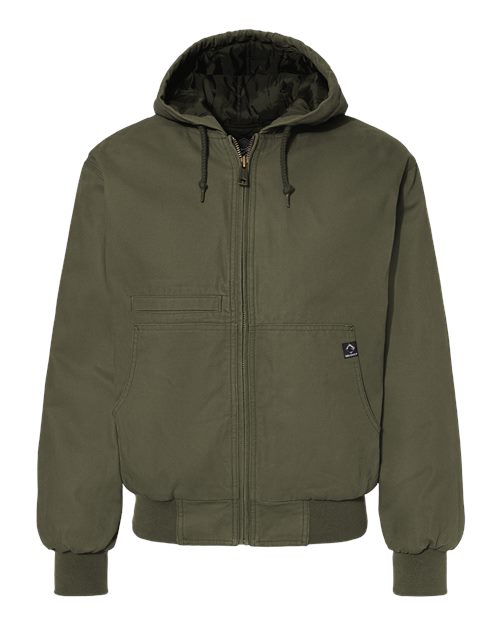 Dri Duck 5034 Men's Laramie Canvas Hooded Jacket #color_OLIVE
