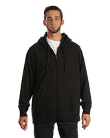 Burnside B8615 Men's  French Terry Full-Zip Hooded Sweatshirt #color_SOLID BLACK