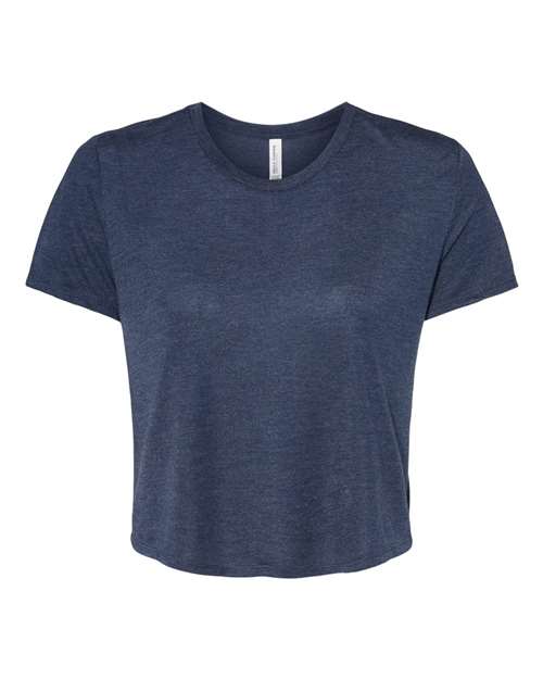 Bella + Canvas B8882 Ladies' Flowy Cropped T-Shirt #color_HEATHER NAVY