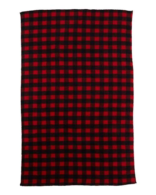 J America JA8449 Adult Epic Sherpa Blanket #color_RED/ BLK BUFFALO
