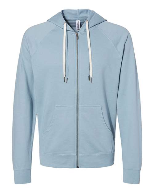 Independent Trading Co. SS1000Z Icon Lightweight Loopback Terry Full-Zip Hooded Sweatshirt #color_Misty Blue