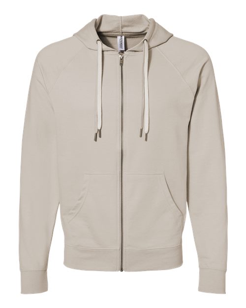 Independent Trading Co. SS1000Z Icon Lightweight Loopback Terry Full-Zip Hooded Sweatshirt #color_Sand
