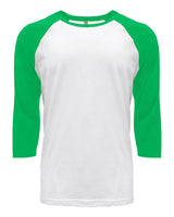 Next Level 6251 Unisex CVC 3/4 Sleeve Raglan Baseball T-Shirt #color_KELLY GREEN/ WHT