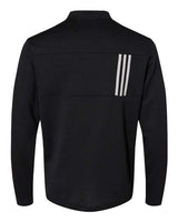 Adidas A482 3-Stripes Double Knit Quarter-Zip Pullover #color_Black/ Grey Two
