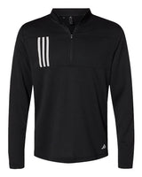 Adidas A482 3-Stripes Double Knit Quarter-Zip Pullover #color_Black/ Grey Two