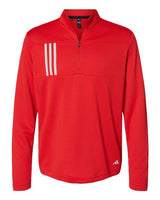 Adidas A482 3-Stripes Double Knit Quarter-Zip Pullover #color_Team Collegiate Red/ Grey Two