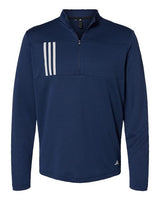 Adidas A482 3-Stripes Double Knit Quarter-Zip Pullover #color_Team Navy Blue/ Grey Two