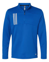 Adidas A482 3-Stripes Double Knit Quarter-Zip Pullover #color_Team Royal/ Grey Two