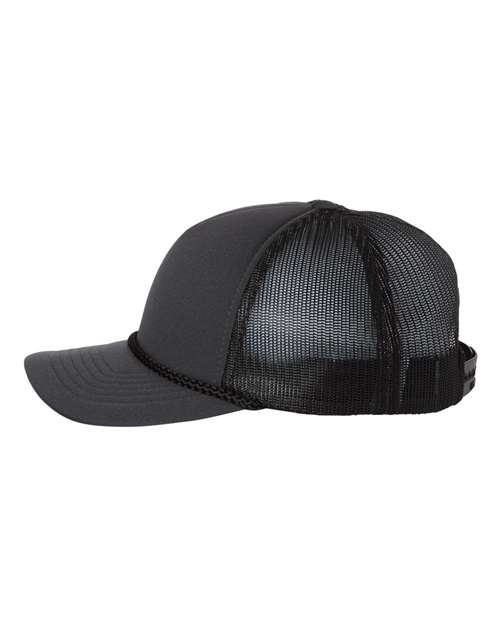 Richardson 213 Low Pro Foamie Trucker Cap #color_Charcoal/ Black/ Black
