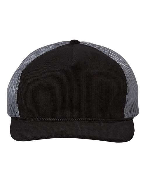 Richardson 930 Troutdale Corduroy Trucker Cap #color_Black/ Charcoal