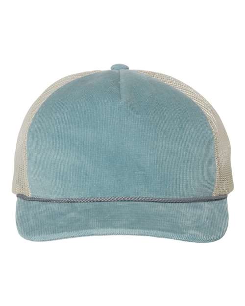 Richardson 930 Troutdale Corduroy Trucker Cap #color_Light Blue/ Sand
