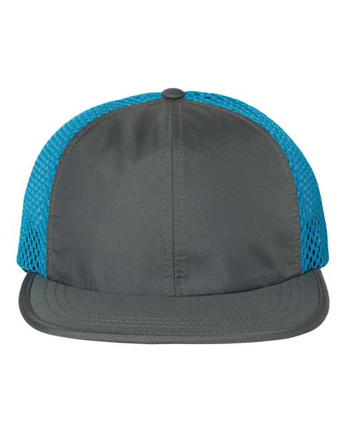 Richardson 935 Rogue Wide Set Mesh Cap #color_Charcoal/ Cyan