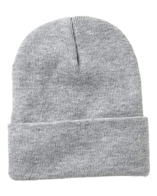 ""Sportsman SP12JL 12" Jersey Lined Cuffed Beanie" #color_Heather Grey"