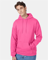 Hanes P170 Unisex Ecosmart 50/50 Pullover Hooded Sweatshirt #color_SAFETY PINK