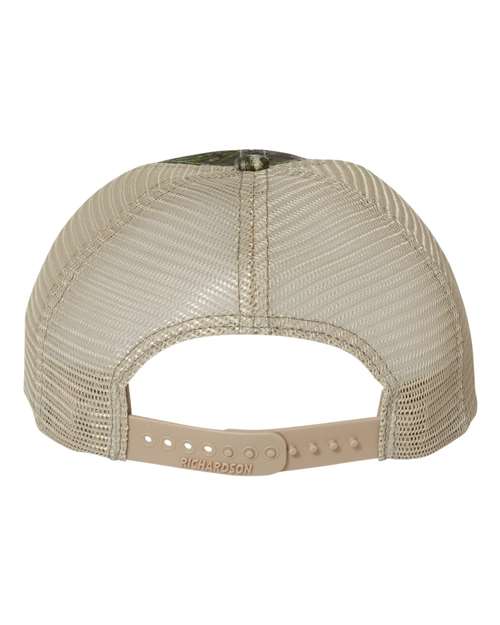 Richardson 111P Garment Washed Printed Trucker Cap #color_Mossy Oak Obsession/ Khaki