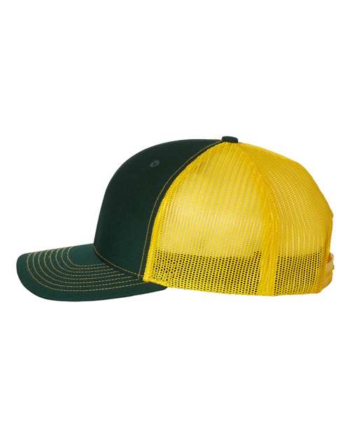 Richardson 112 Snapback Trucker Cap #color_Dark Green/ Yellow