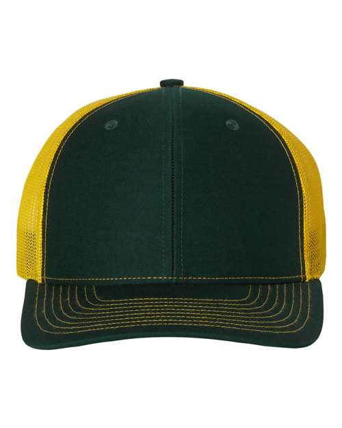 Richardson 112 Snapback Trucker Cap #color_Dark Green/ Yellow