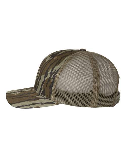 Richardson 112P Printed Trucker Cap #color_Mossy Oak Bottomland/ Loden