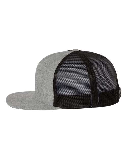 Richardson 511 Wool Blend Flat Bill Trucker Cap #color_Heather Grey/ Black
