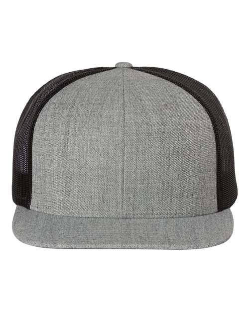 Richardson 511 Wool Blend Flat Bill Trucker Cap #color_Heather Grey/ Black