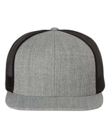 Richardson 511 Wool Blend Flat Bill Trucker Cap #color_Heather Grey/ Black