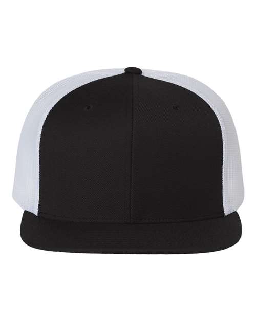 Richardson 511 Wool Blend Flat Bill Trucker Cap #color_Black/ White