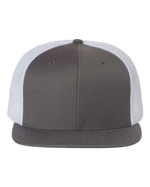 Richardson 511 Wool Blend Flat Bill Trucker Cap #color_Charcoal/ White
