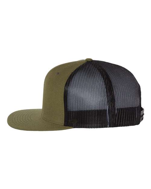 Richardson 511 Wool Blend Flat Bill Trucker Cap #color_Loden/ Black