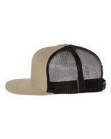 Richardson 511 Wool Blend Flat Bill Trucker Cap #color_Khaki/ Black