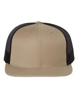Richardson 511 Wool Blend Flat Bill Trucker Cap #color_Khaki/ Black