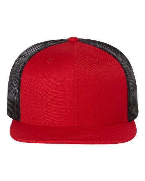 Richardson 511 Wool Blend Flat Bill Trucker Cap #color_Red/ Black