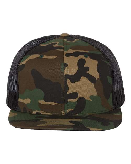 Richardson 511 Wool Blend Flat Bill Trucker Cap #color_Green Camo/ Black