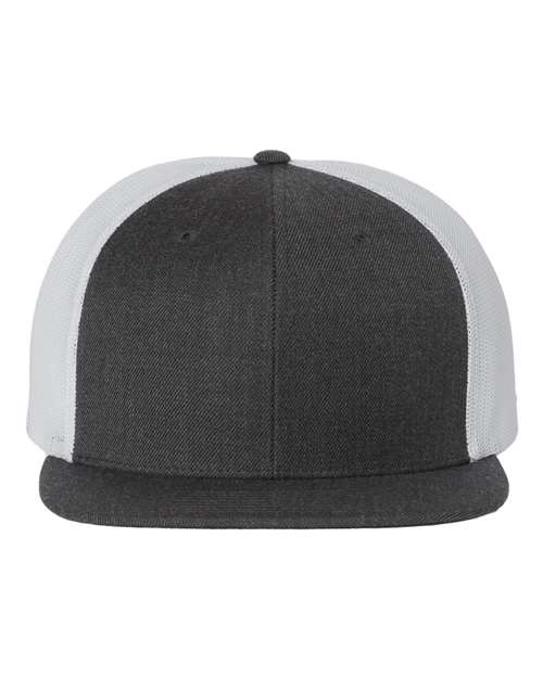 Richardson 511 Wool Blend Flat Bill Trucker Cap #color_Heather Charcoal/ White
