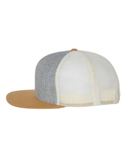 Richardson 511 Wool Blend Flat Bill Trucker Cap #color_Heather Grey/ Birch/ Biscuit
