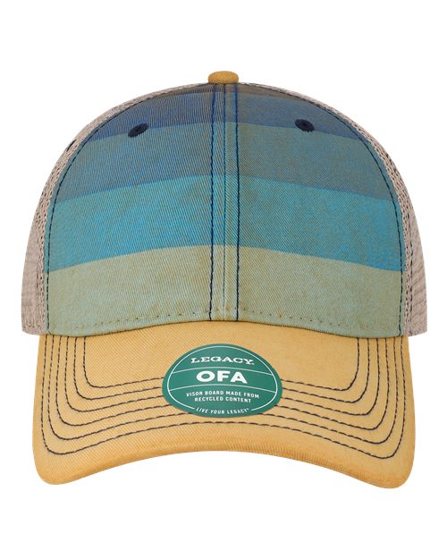 LEGACY OFA Old Favorite Trucker Cap #color_Blue Stripe/ Khaki