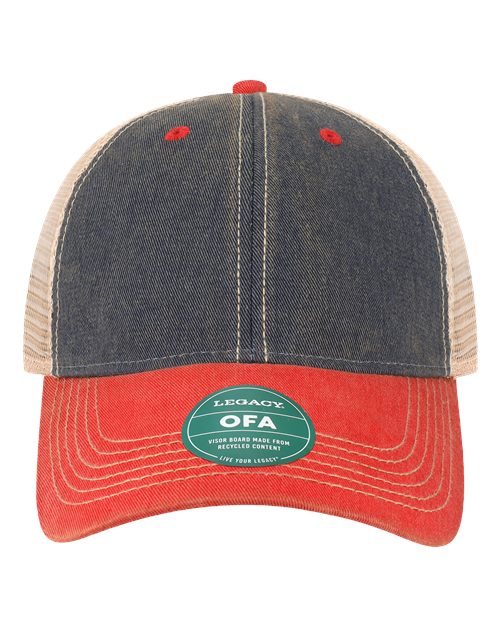 LEGACY OFA Old Favorite Trucker Cap #color_Navy/ Scarlet Red/ Khaki
