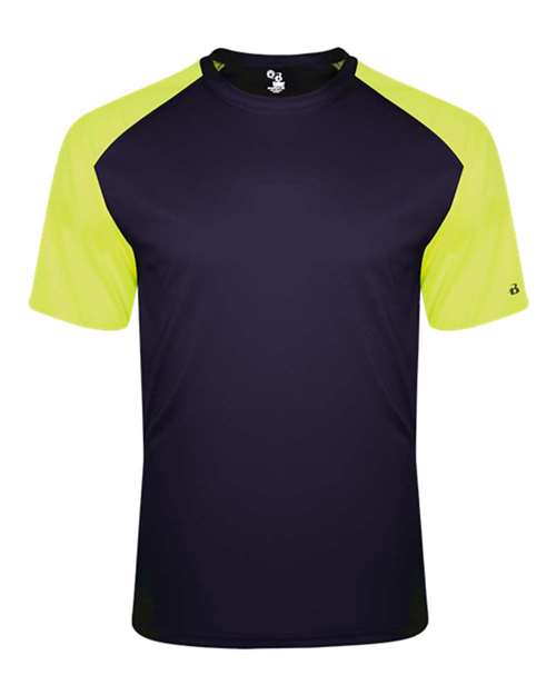 Badger 4230 Breakout T-Shirt #color_Navy/ Safety Yellow