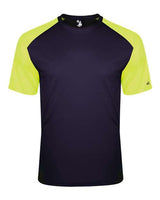 Badger 4230 Breakout T-Shirt #color_Navy/ Safety Yellow