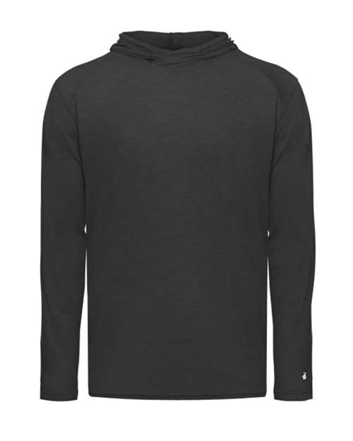 Badger 2905 Youth Tri-Blend Surplice Hooded Long Sleeve T-Shirt #color_Black