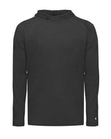 Badger 2905 Youth Tri-Blend Surplice Hooded Long Sleeve T-Shirt #color_Black